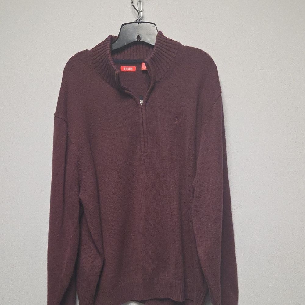 IZOD Men's Maroon Zip-Up Sweater